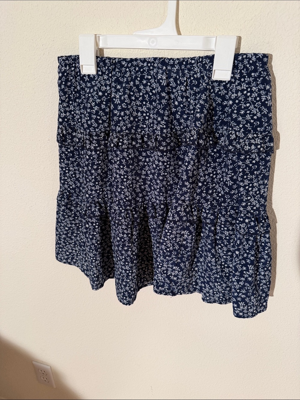 Women’s Navy Floral Tiered Mini Skirt